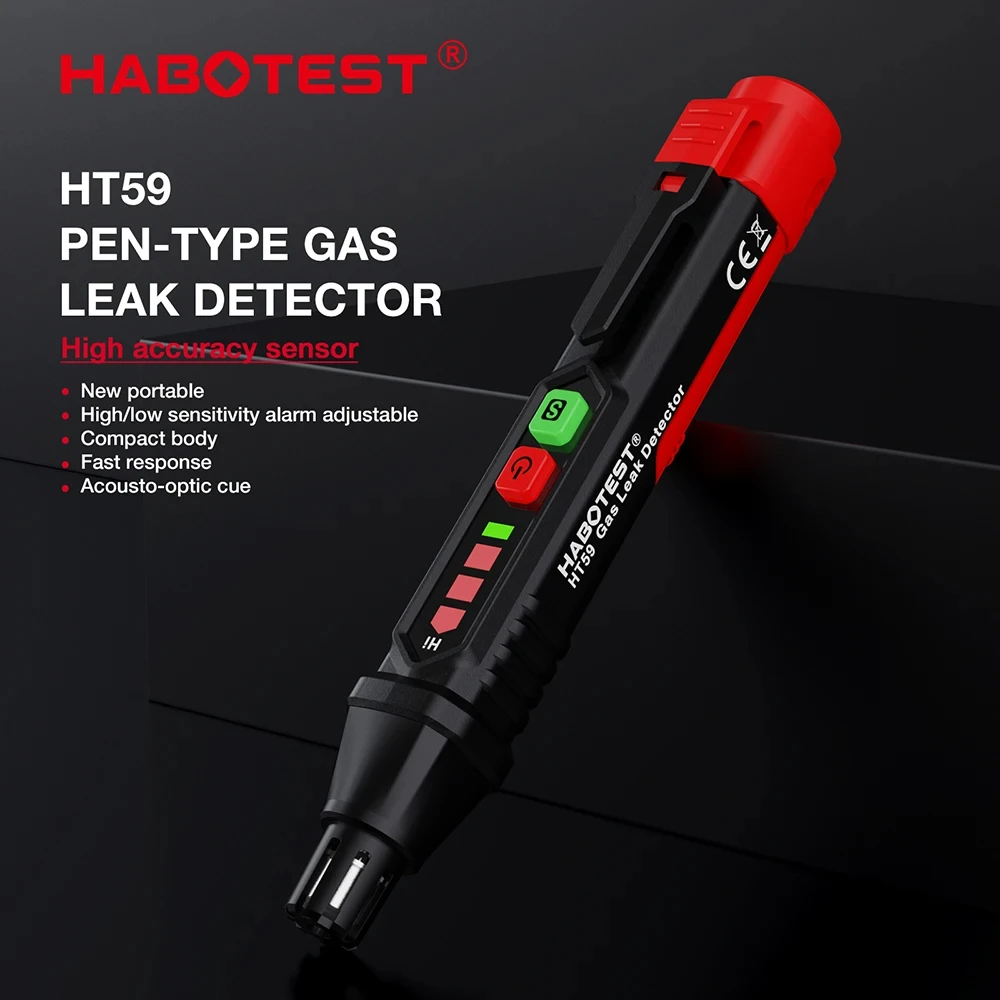 HABOTEST HT59 HT60 HT61 كاشف تسرب الغاز 0-1000PPM الصوت والشاشة إنذار القابل للاحتراق الميثان الطبيعي كاشف غاز صغير