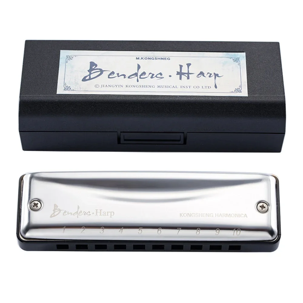 Kongsheng Harmonica 10 Holes 20 Tunes Mouth Organ Blues Deluxe Harmonica, Key of C for Beginner Great Gift