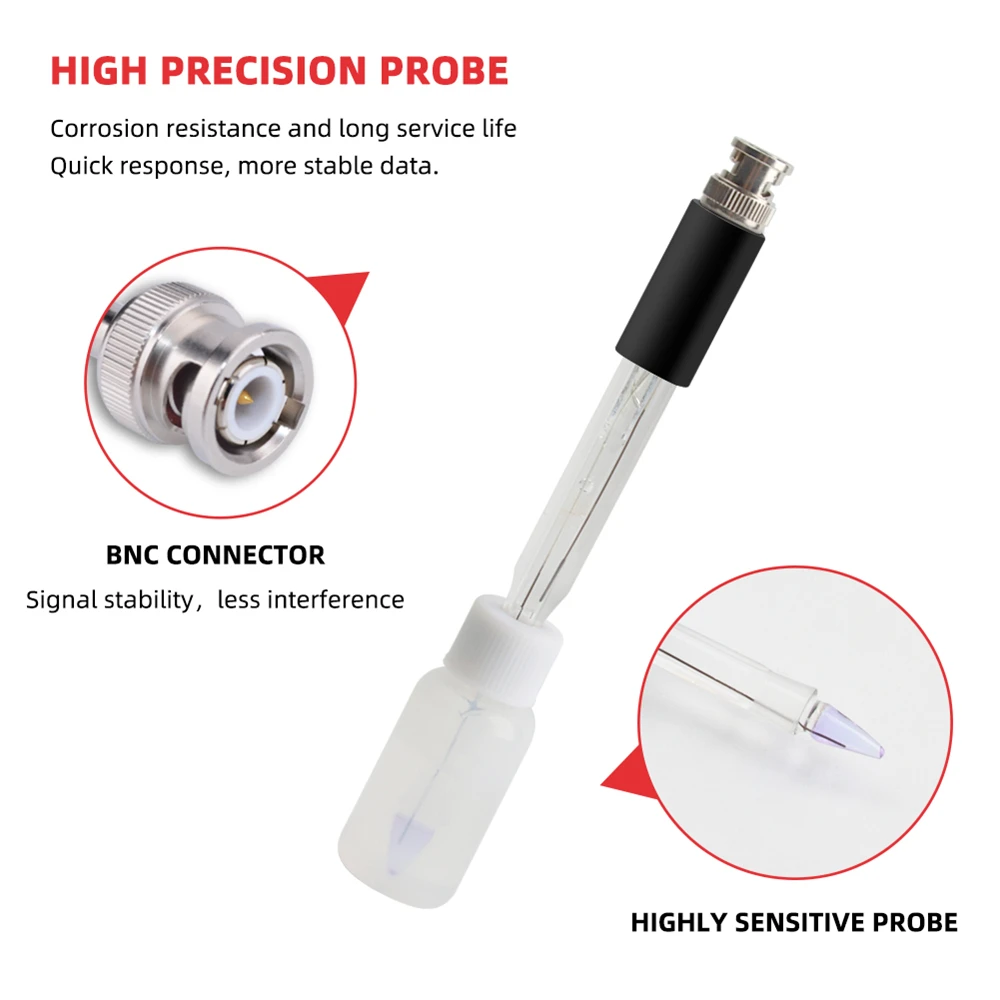 PH-98108 PH Meter Water Quality Tester Sharp Glass Electrode PH Measuring Instrumen for Aquarium Water Food Cheese Milk Soil