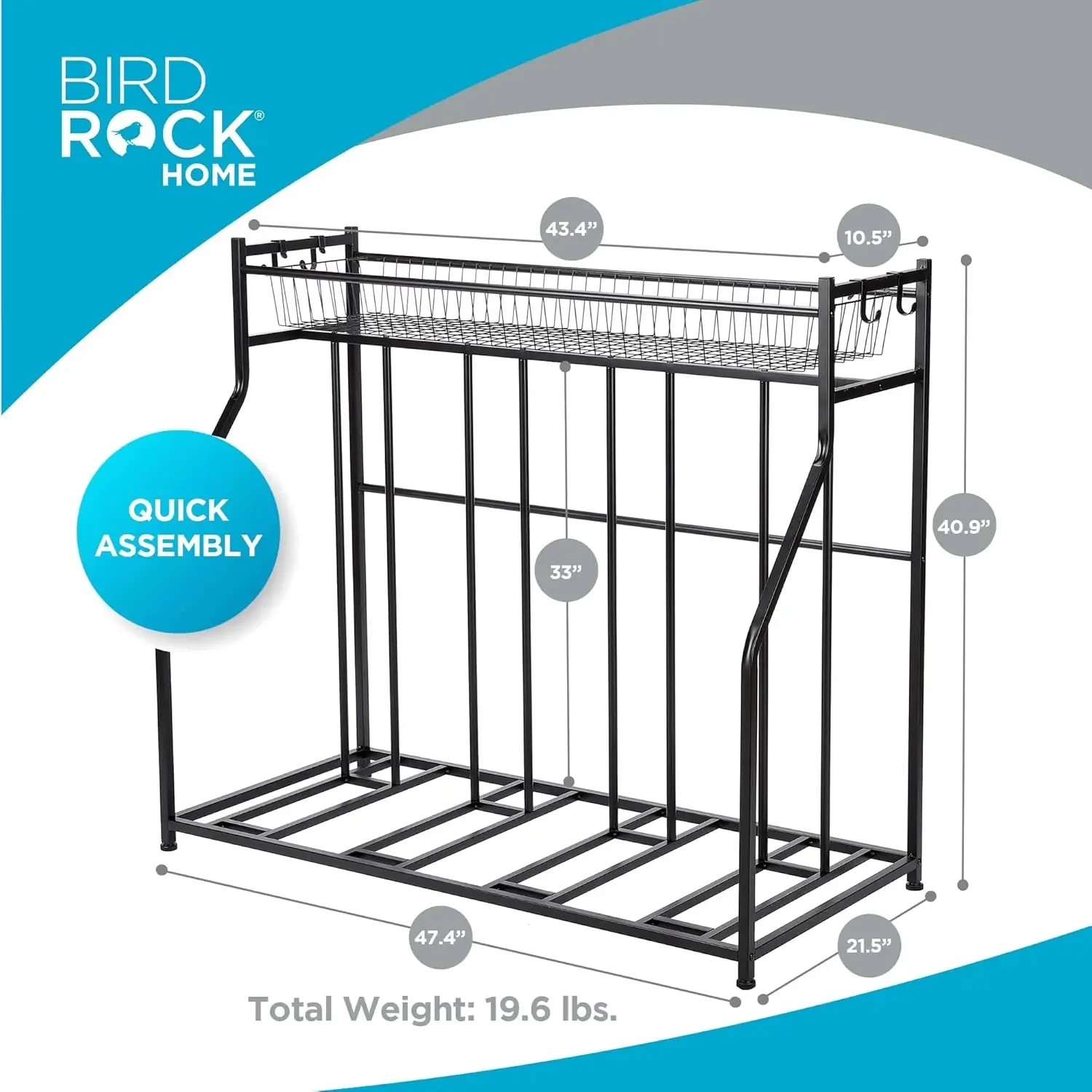 Bike Rack Garage Storage Floor Stand - Freestanding Organizer for Outdoor Yard - Upright Wall Mount for Scooters,