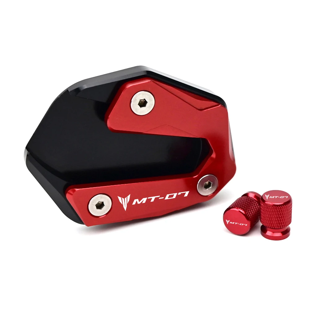 Pé Side Stand Ampliar Pad e tampa da válvula do pneu, acessórios da motocicleta para YAMAHA MT07, 2022, 2023, MT-07, 2014-2024, 2021