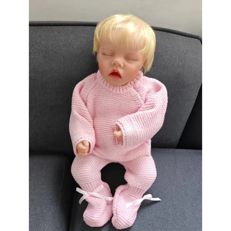 

45cm Twin Doll Reborn Sleeping Baby Lifelike Full Vinyl Body Doll Multiple Layers Painting 3D Skin with Visible Veins