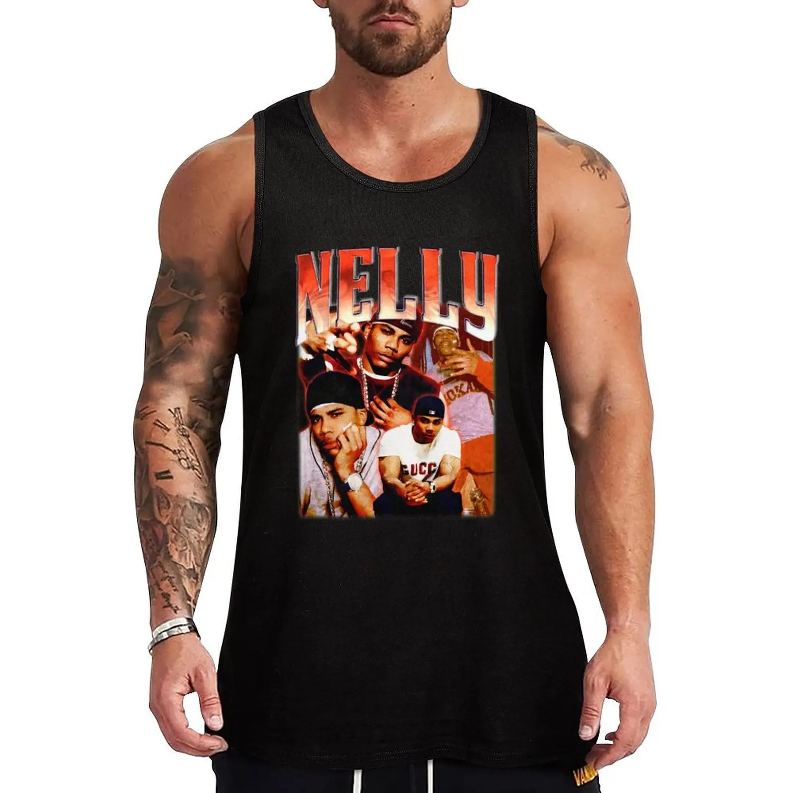 Nelly 90s Vintage Tank Top Sports clothing Men's gym t-shirts fitness