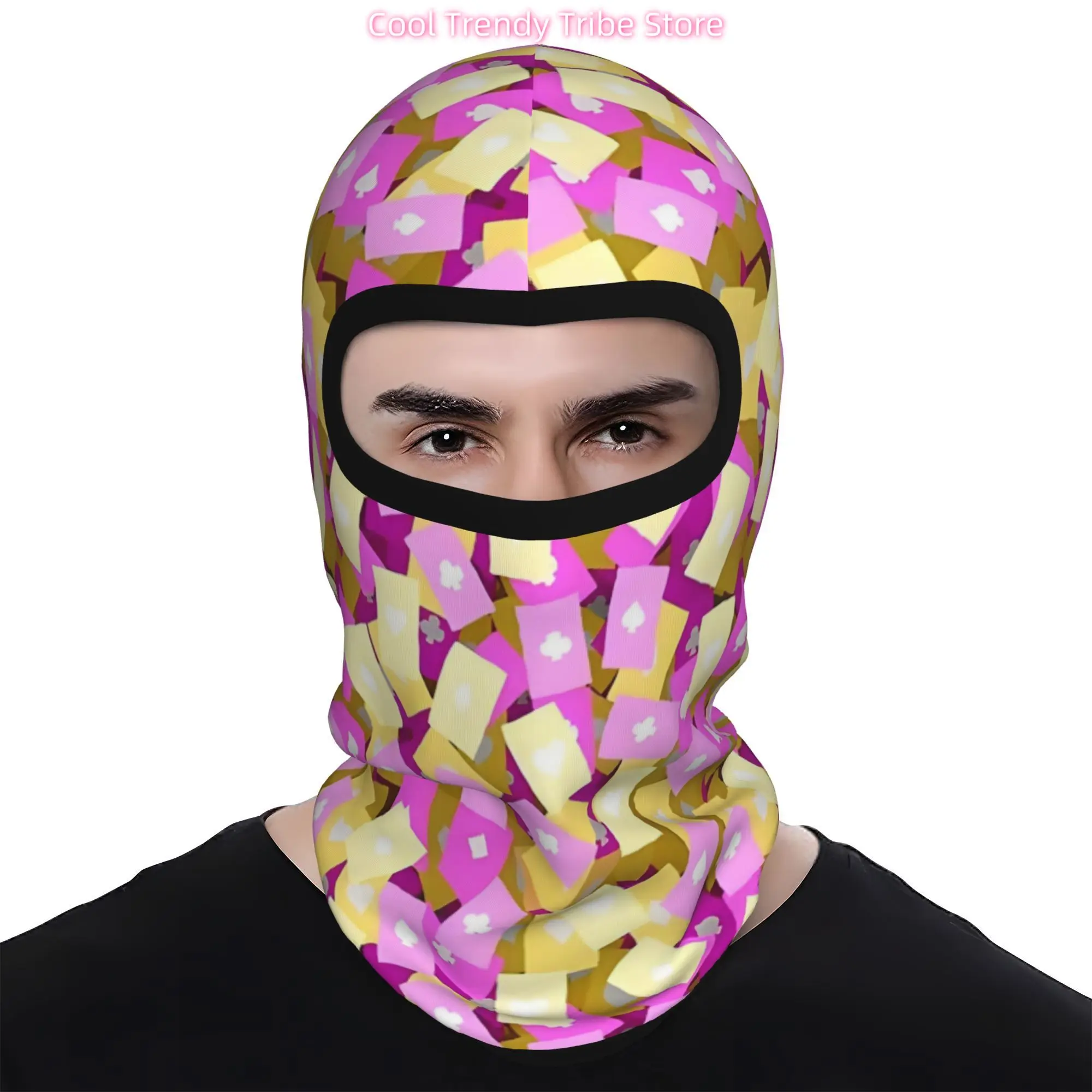1pc Balaclava Colourful Tiled Cards Forever Yellow Pink Windproof Balaclava Cycling Ski Face Cover and Neck Warmer