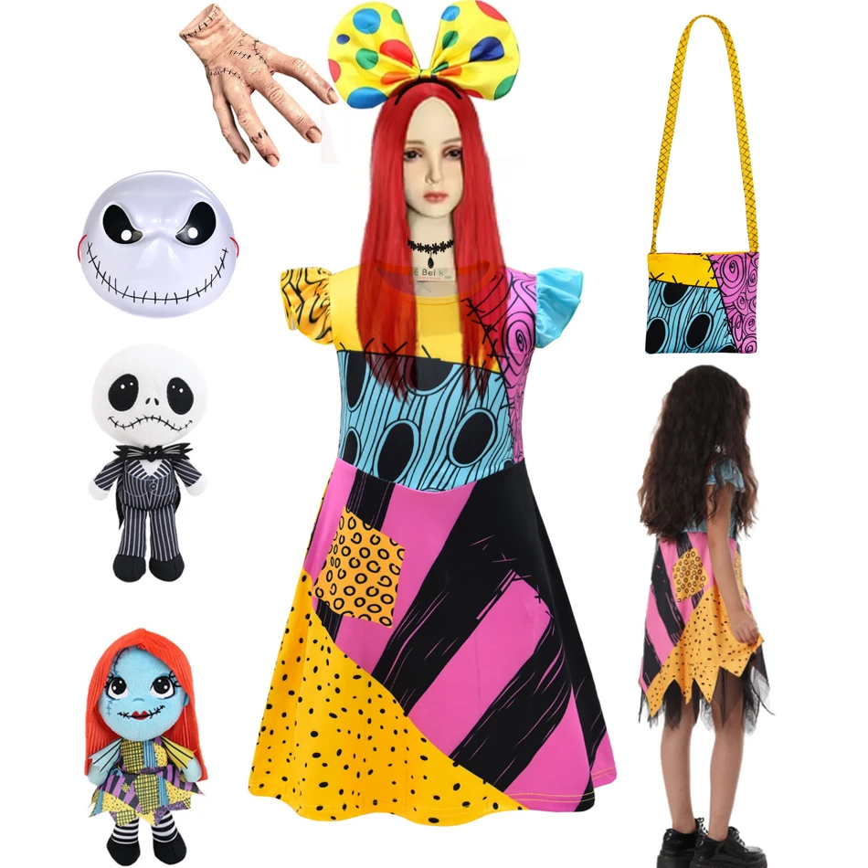 

Костюм на Хэллоуин «Кошмар перед Рождеством», костюмы ужасов для девочек, готическая карнавальная одежда, платье Салли, платье для косплея