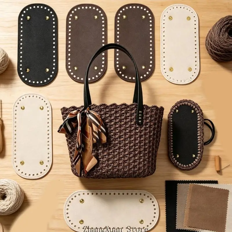 Taschenböden aus PU-Leder, elliptische Form, Taschenbodeneinsätze mit Loch, 5er-Set, 3XUF – Detail 10
