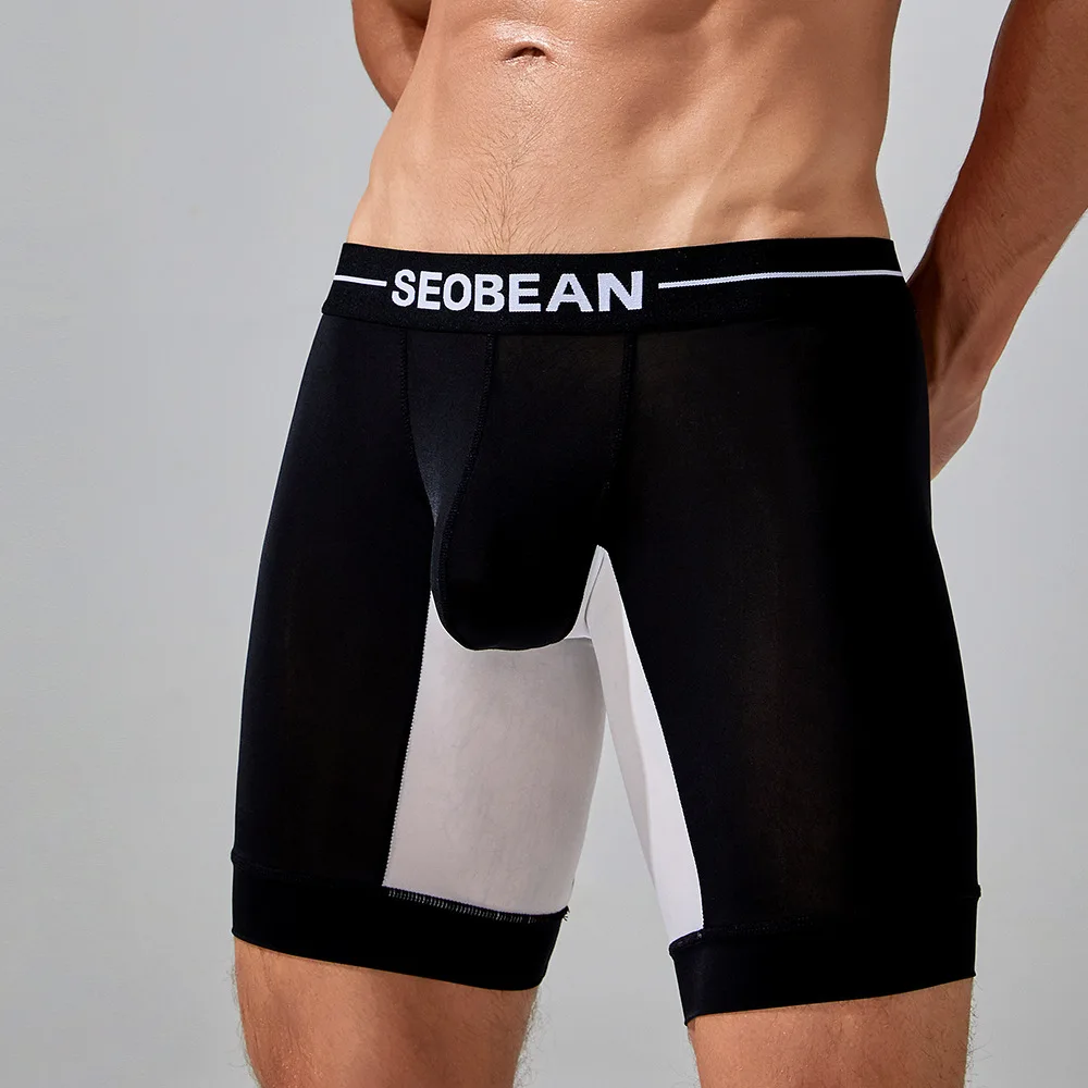 

Men's Sports Underwear Summer Fashion Long Boxer Thin Briefs for Men Low-rise Underpants