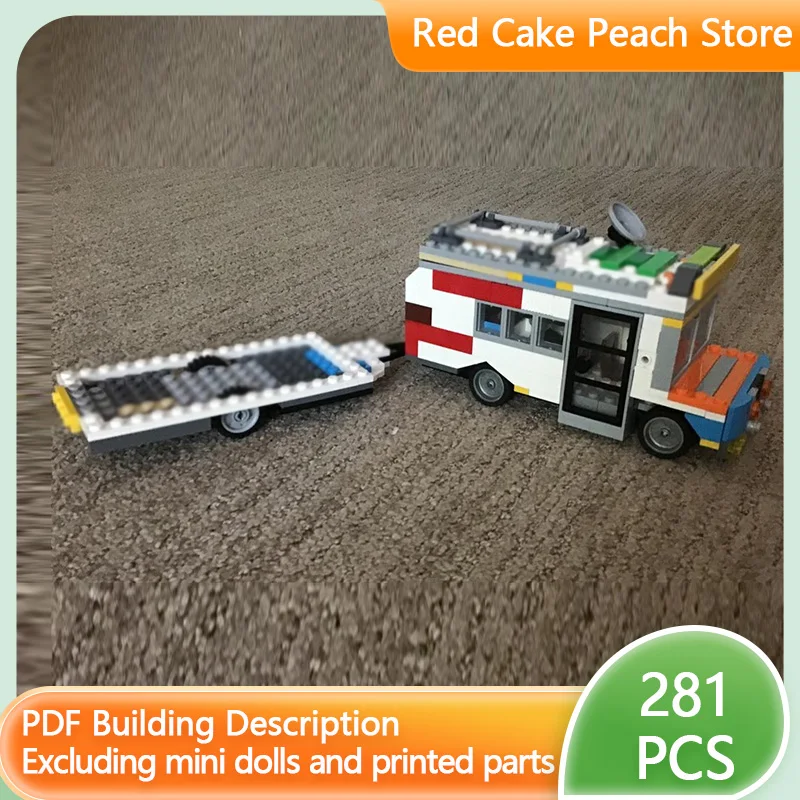 

Модель городской автомобиль MOC, строительные кирпичи, небольшой фургон-кемпер с прицепом, модульная технология, детские праздничные подарки, сборка игрушек, костюм