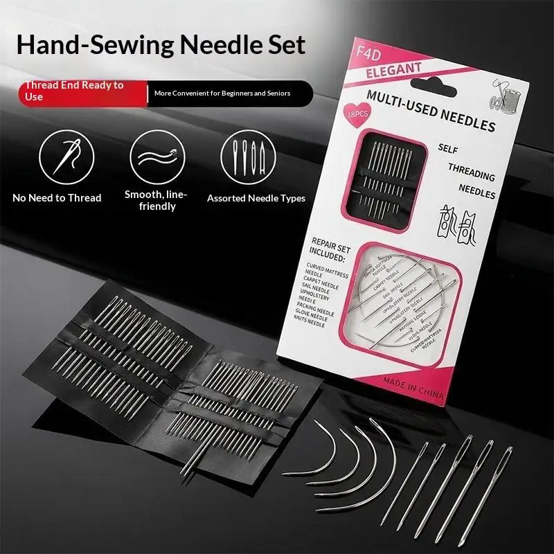 60pcs Steel Big Eye Hand Sewing Needle Set With Different Size For Sewing Needlework Embroidery Supply For Home And Office