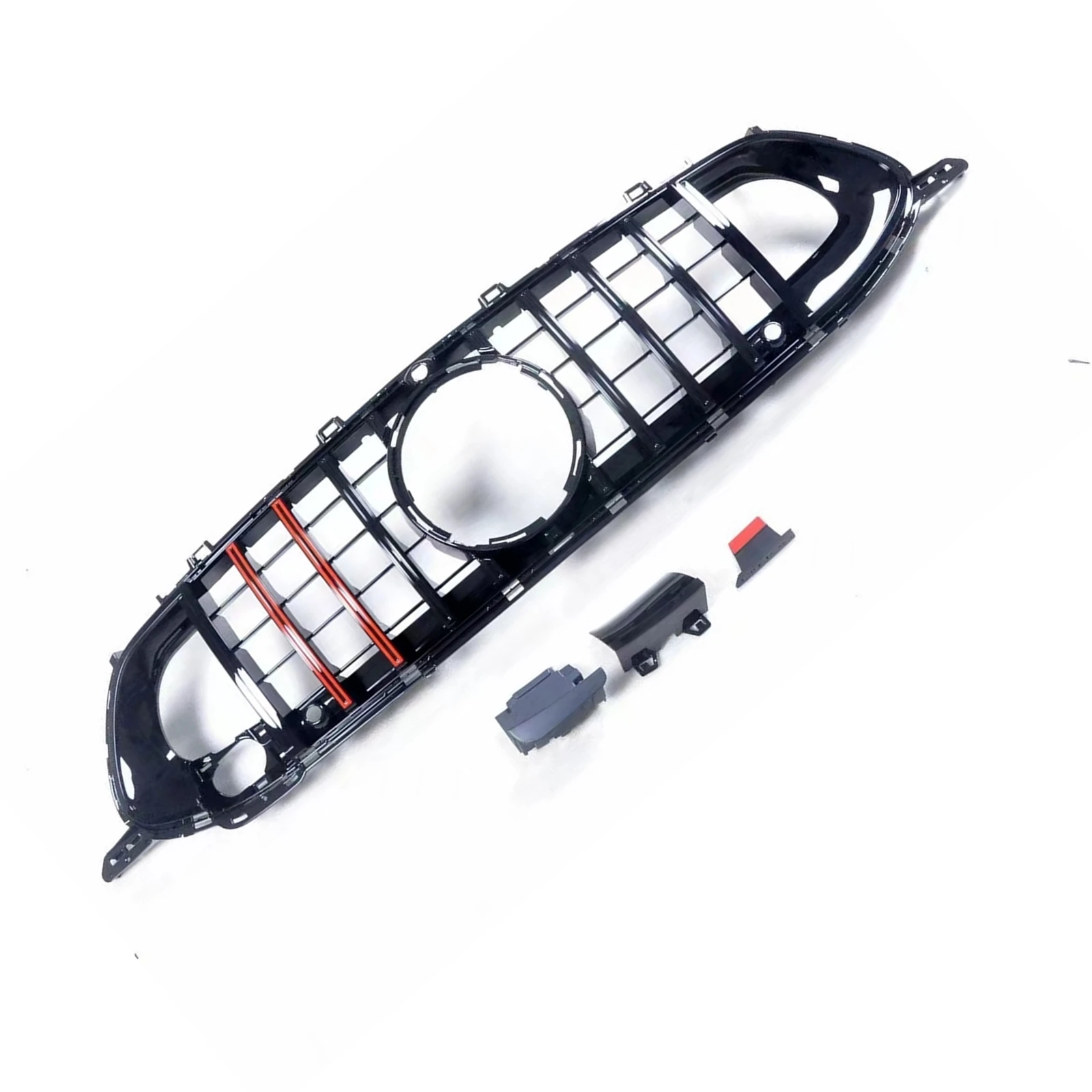 Front Grille Racing Grills For Mercedes Benz W290 AMG GTS 4 Door 2018-up 43 53 63S Black-Red Car Upper Bumper Hood Mesh Grid Kit