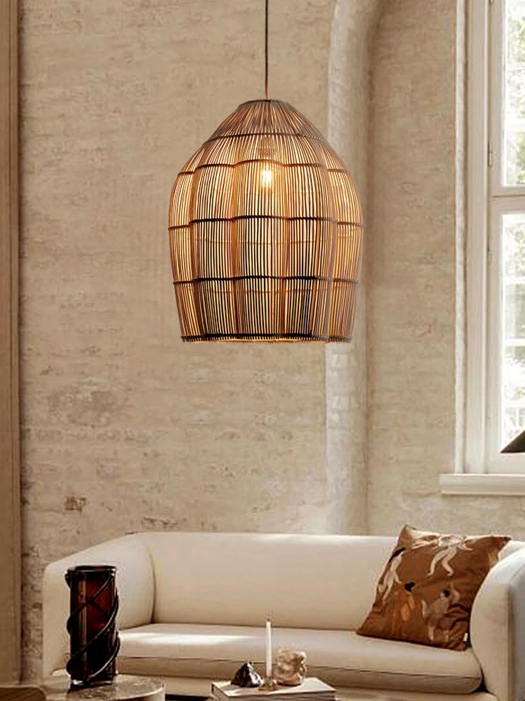 

Wabi Sabi Bamboo Weaving Vine Weaving Pendant Homestay Designer Living Room Bedroom Restaurant Retro Japanese Style Personality