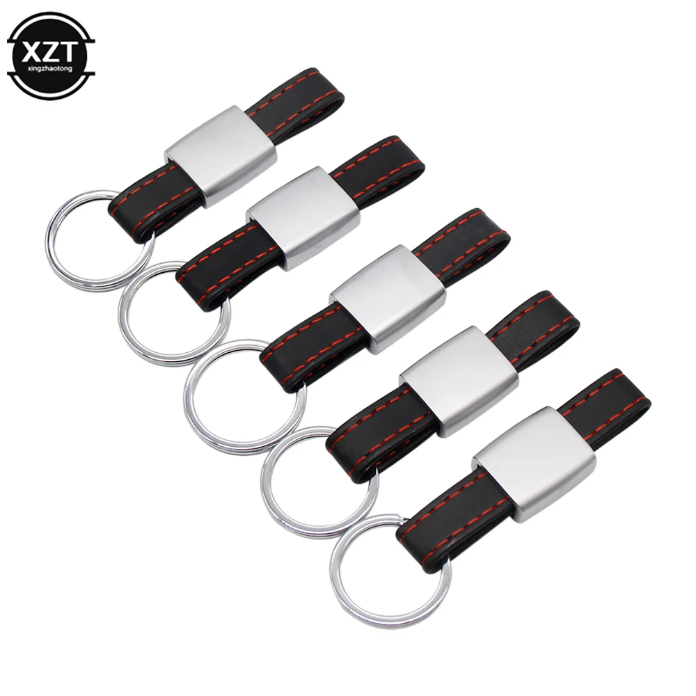 NEW Leather Black Red Car Keychain Keyring Key Chain Key Ring Holder For Audi Sline RS VW R AMG M sport