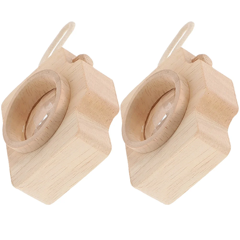 2 Pcs Miniature Toys Camera for Kids Children's Kaleidoscope Wood Vintage Educational Kaleidoscopes Party Favors Baby