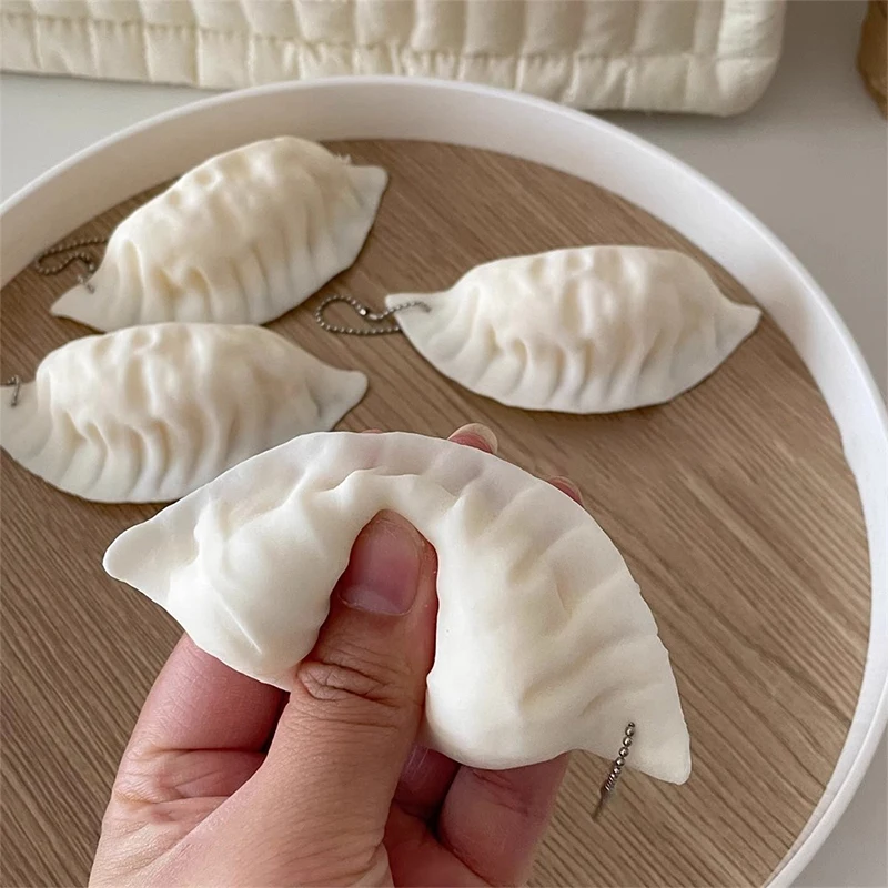 Simulation Dumplings Decompression Toy Keychain Bag Pendant Cute Antistress  Stress Relief Slow Rebound Toy