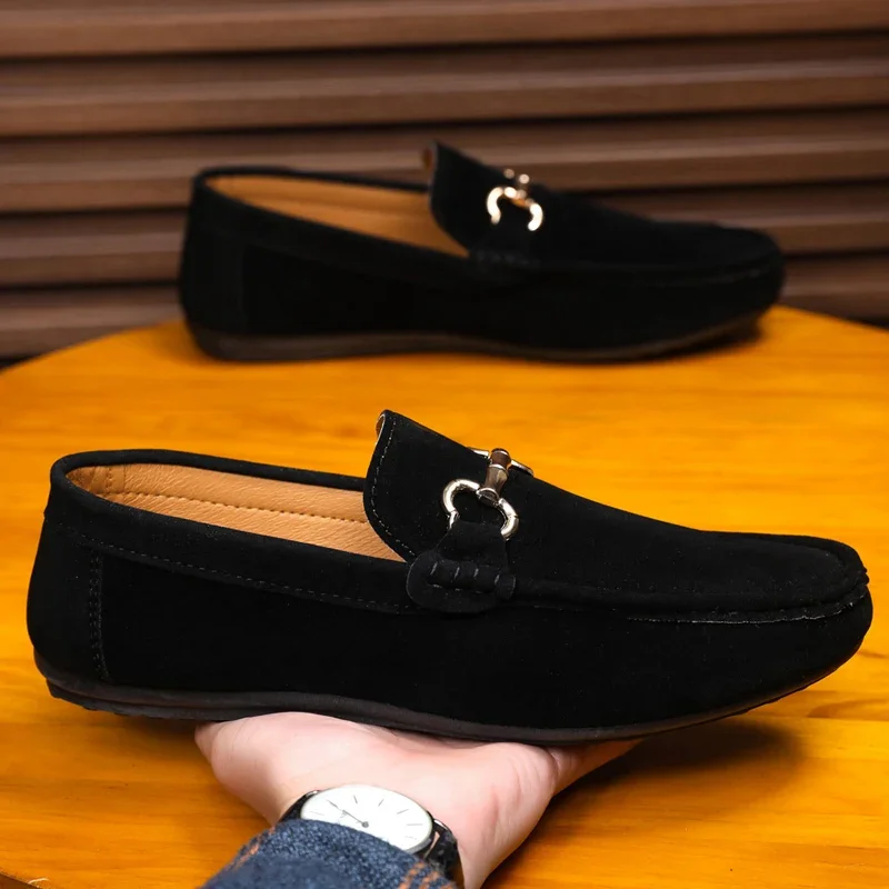 Zapatos informales de gamuza a la moda de marca de lujo para hombre, zapatos cómodos y transpirables sin cordones para conducir, mocasines para hombre, zapatos perezosos para hombre, mocasines