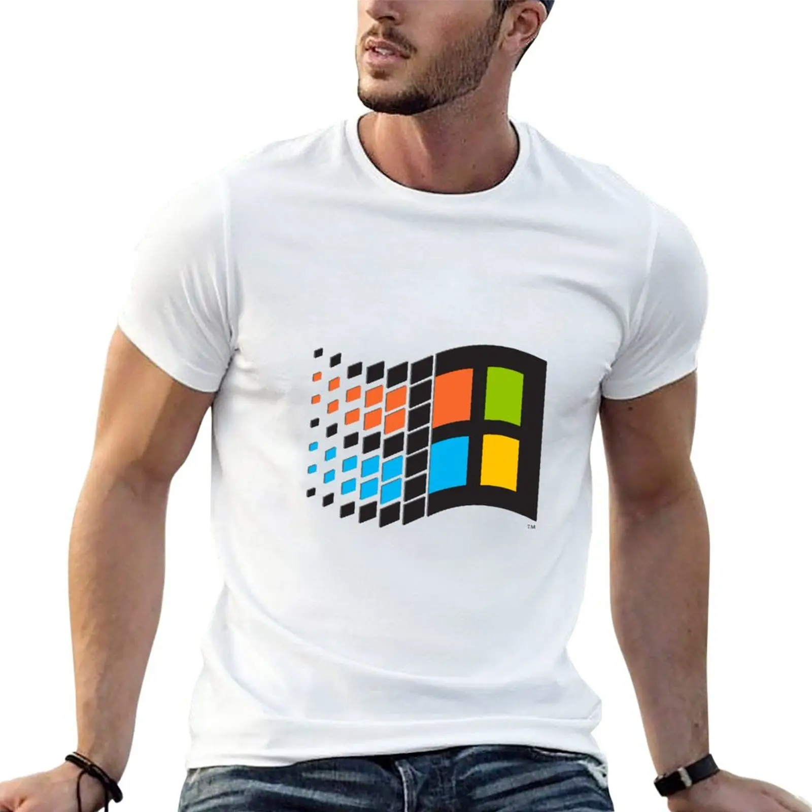 

New Windows 95 logo T-Shirt cute tops korean fashion mens vintage t shirts