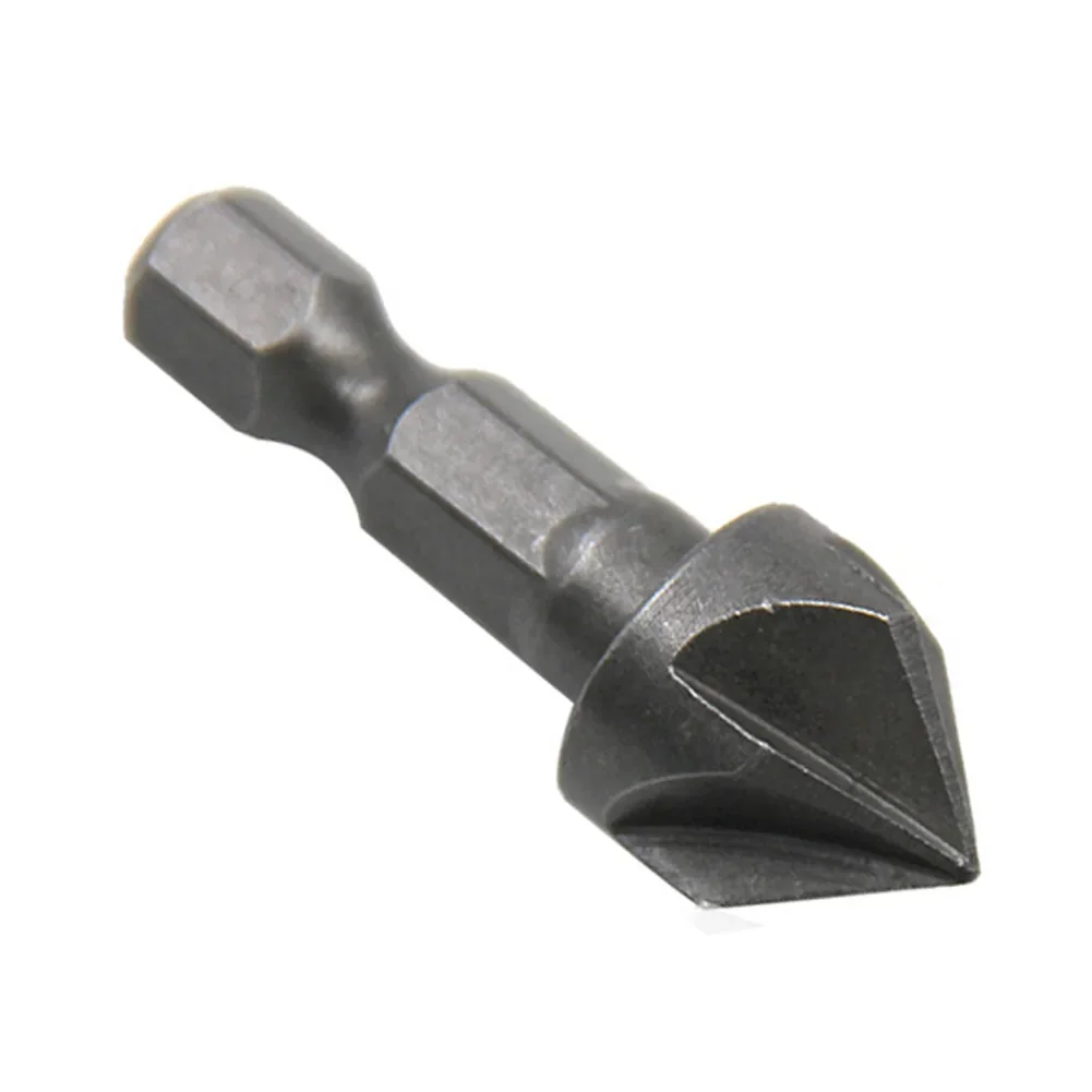 Practical Drill Bit 6 Flute Countersink 13mm 36mm 45# Steel 6 Slot Chamferer Countersunk Five Edge For Woodworking