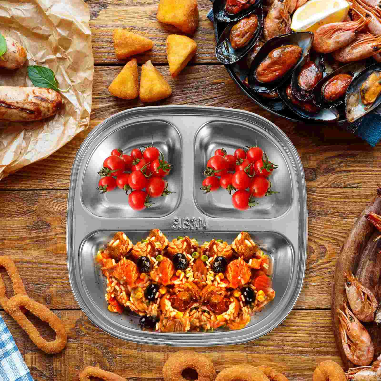 Platter Compartment Plate Food Containers with Lids Control Panel Tray Toddler Sizzling