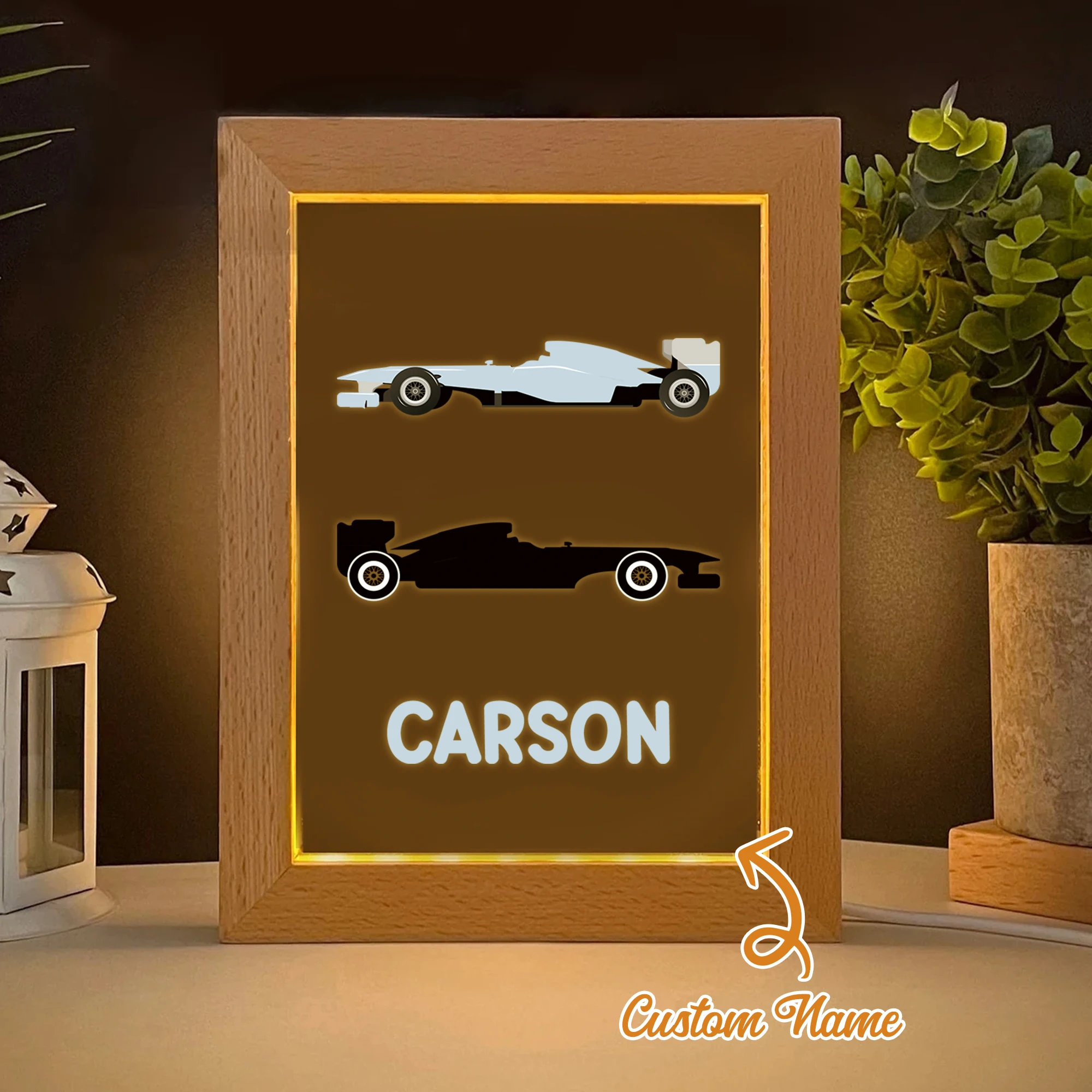 

Sports Car Custom Name LED Night View Photo Frame Personalized Gift Family Living Room Bedroom Dining Room Home Decoration