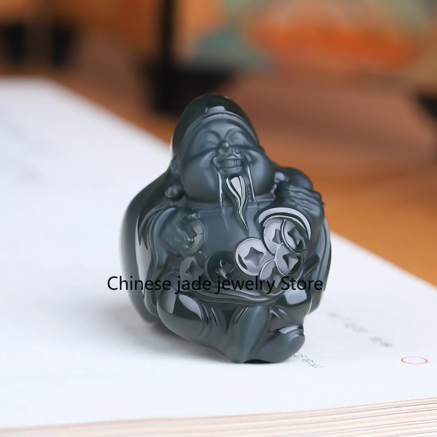 Xinjiang Hetian fine material God of Wealth wrench finger men and women ring God of Wealth ring natural sapp