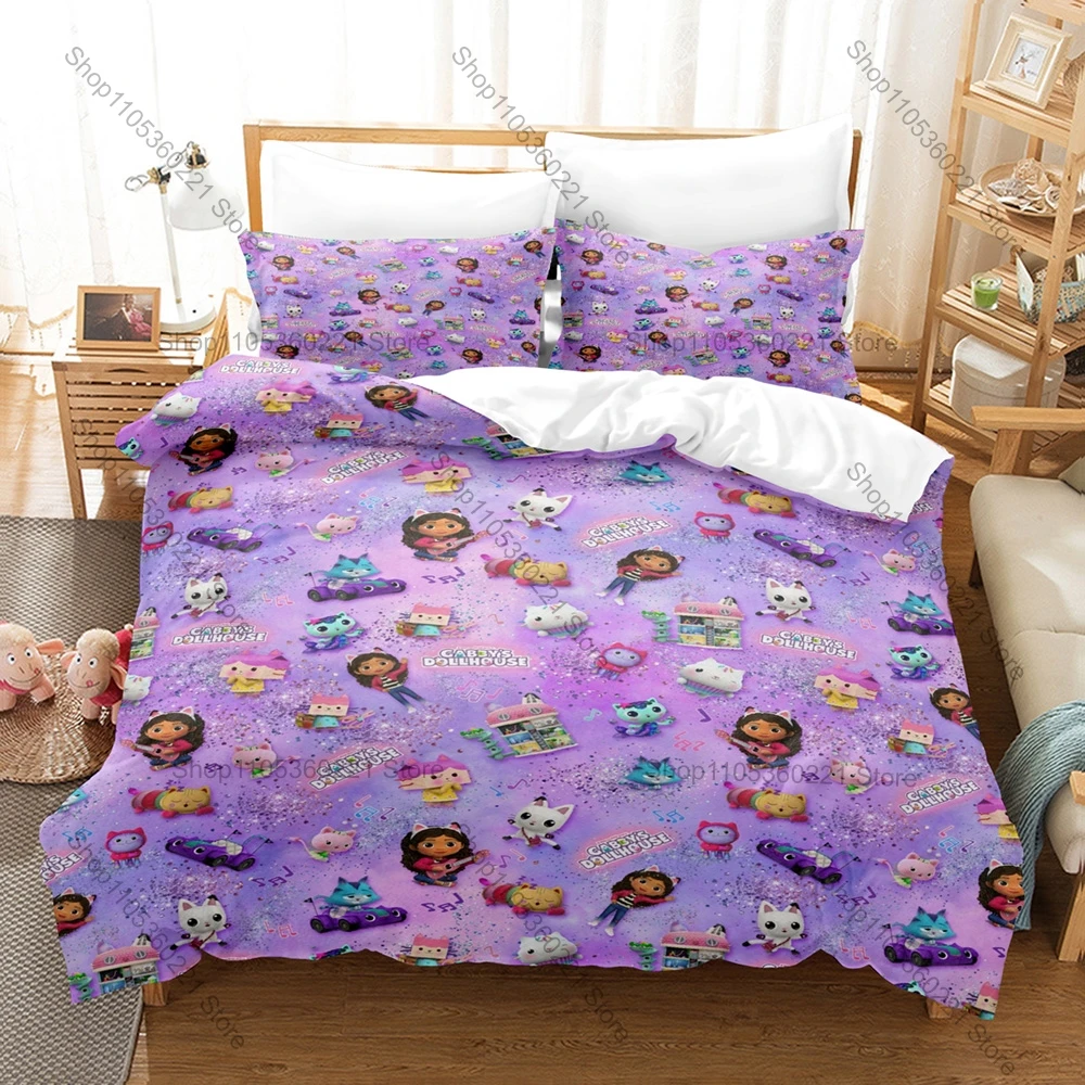 

Kawaii Gabby's Dollhouse Duvet Cover Set 3Pcs Kids Bedding Set With Pillowcases Twin Full Queen King Bed Linen
