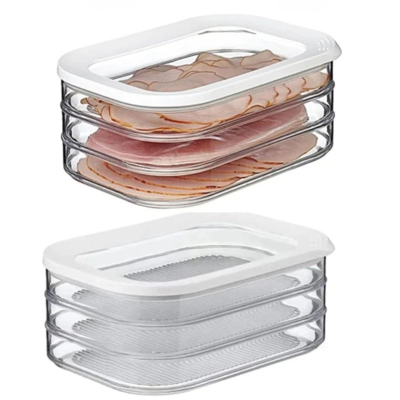 Refrigerated Crisper with Lid Leakproof Meat Container for Fridge Transparent Frozen Roast Meat Storage Box Kitchen Accessories