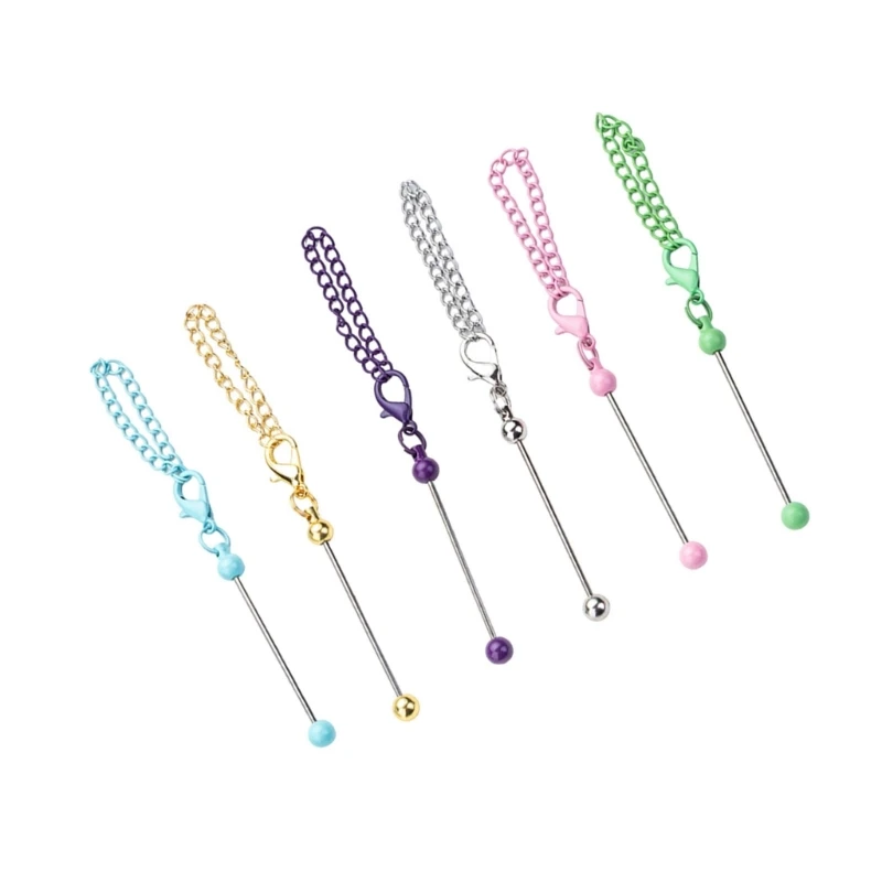 6шт брелок из бисера для женщин, красочный брелок из бисера с цепочкой для женщин