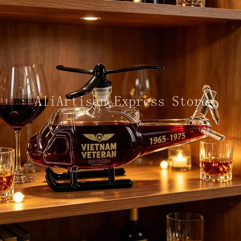 Helicopter Shaped Glass Decanter 350ml Creative Liquor Bottle Home Bar Decor Unique Gift For Whiskey Spirit Lovers