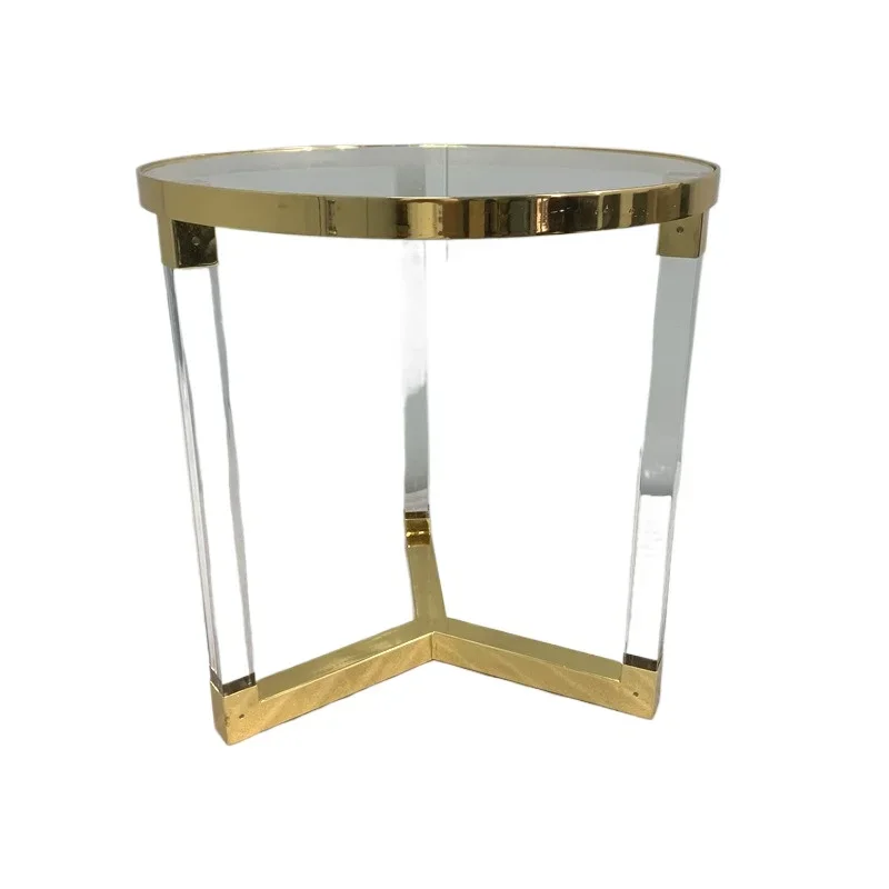 

Modern light luxury acrylic stainless ste el three-way edge ta ble/so ft decoration d esign/villa/model