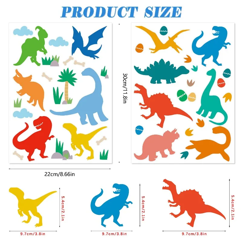 Dinosaur wall sticker cute cartoon glass door self-adhesive sticker kindergarten party background children's room decoration view 2
