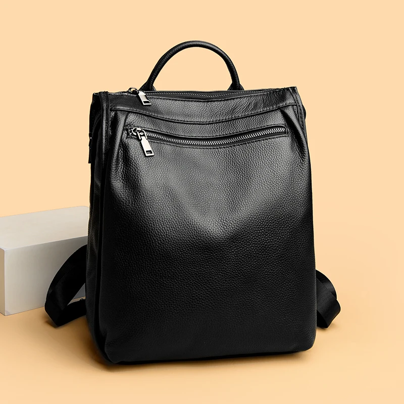 

Luxury 100% Genuine Leather Stylish Backpack For Women Large Capacity Travel Rucksack New Knapsack For Ladies Satchel SchoolBag
