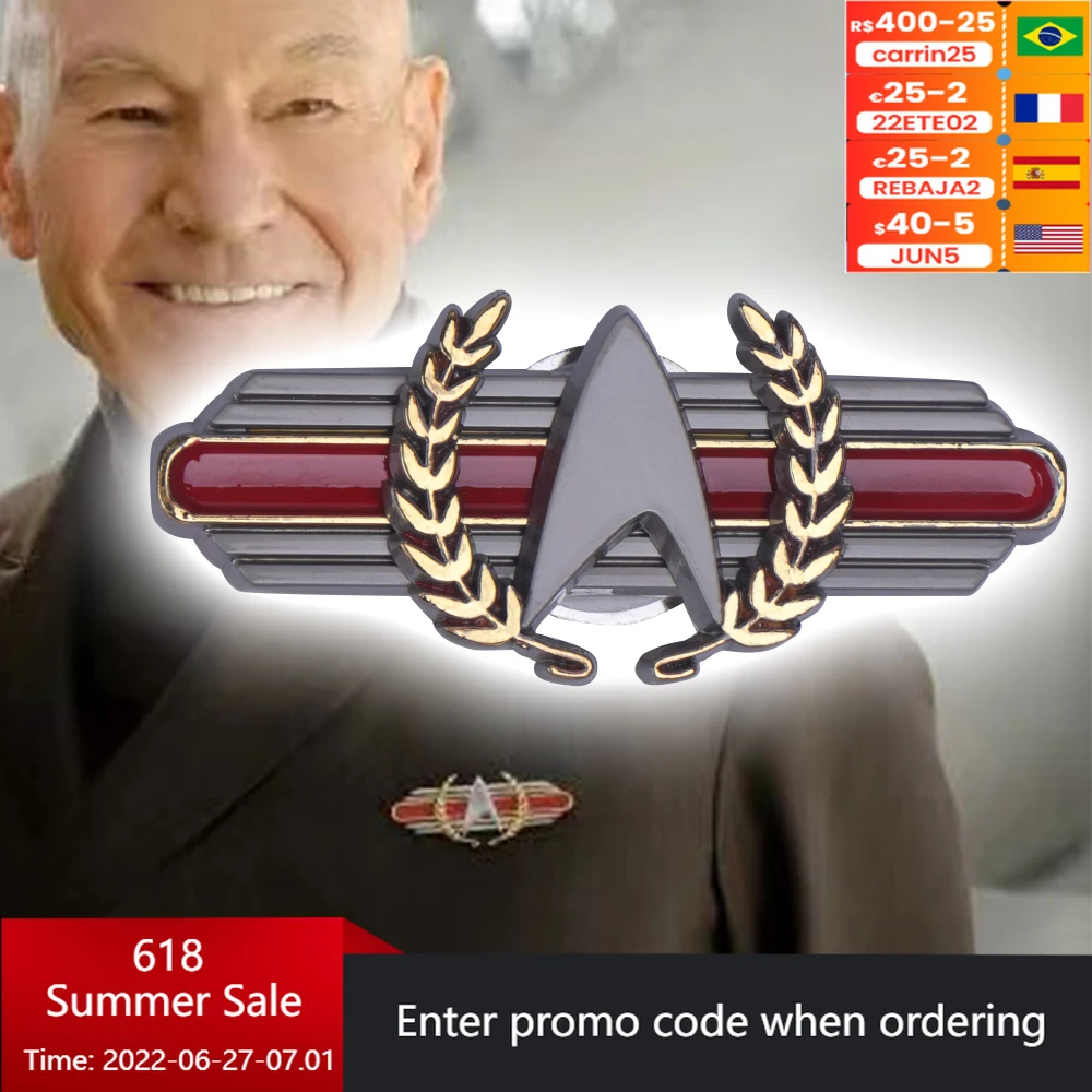 Broches estrela vermelha cinzenta do ímã, Capitão Picard, Temporada 2 Pin, Metal Badge Acessórios