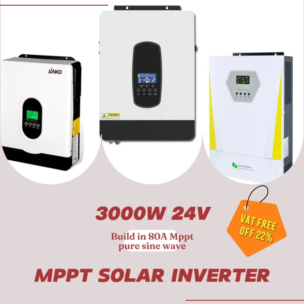 

3000W 24V Pure sine wave inverter Built-in Max 80A MPPT solar charge hybrid inverter PV range 55~450Vdv