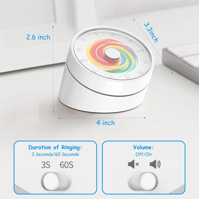 Visual Classroom Timer For Kids - Desk 60 Minutes Countdown Timers For Teachers And Students Easy Rotating And Reading