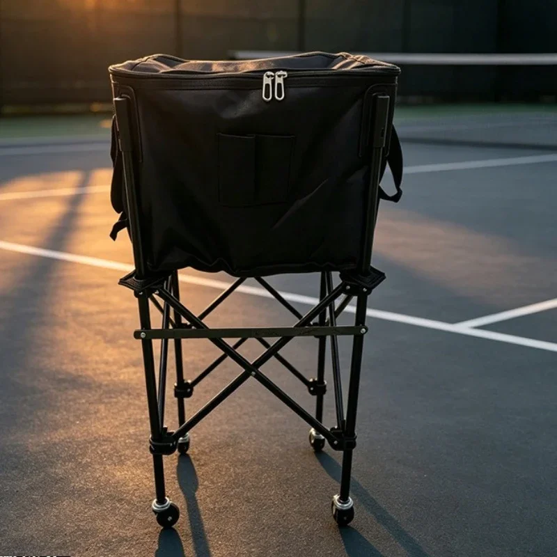 Foldable Tennis Storage Cart Large Capacity Tennis Coach Car Sturdy Durable Pickleball Carts Movable Portable Sports Accessories