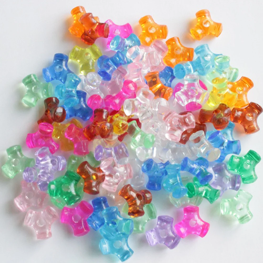 1000 قطعة مجموعة بلاستيكية فضفاضة لتقوم بها بنفسك خرز حرفي للأطفال صنع المجوهرات ثلاثي الخرز مختلط اللون الديكور أطقم تعليمية