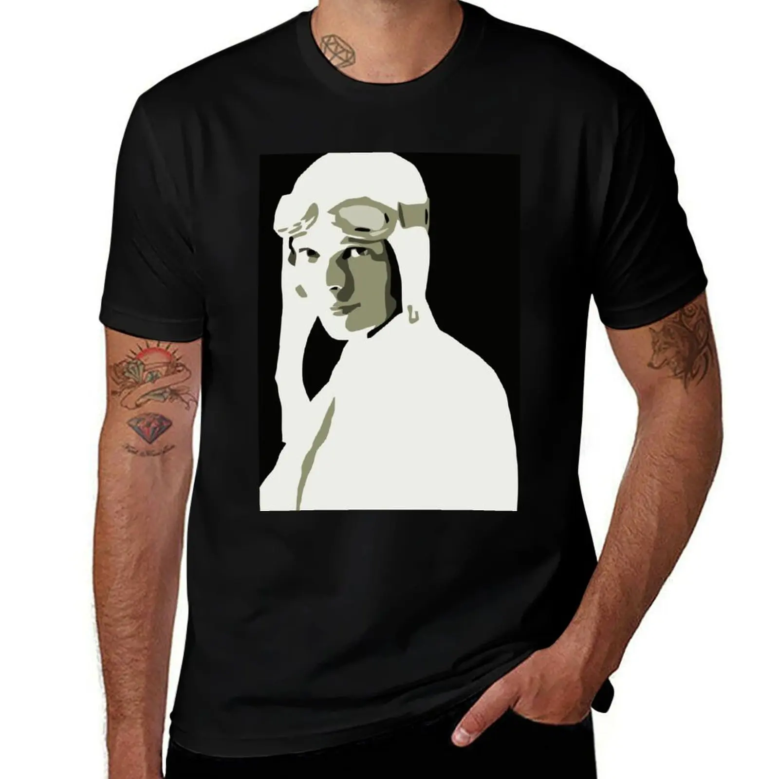 Amelia Earhart grayscale vector art T-Shirt man t shirt summer T-Shirt
