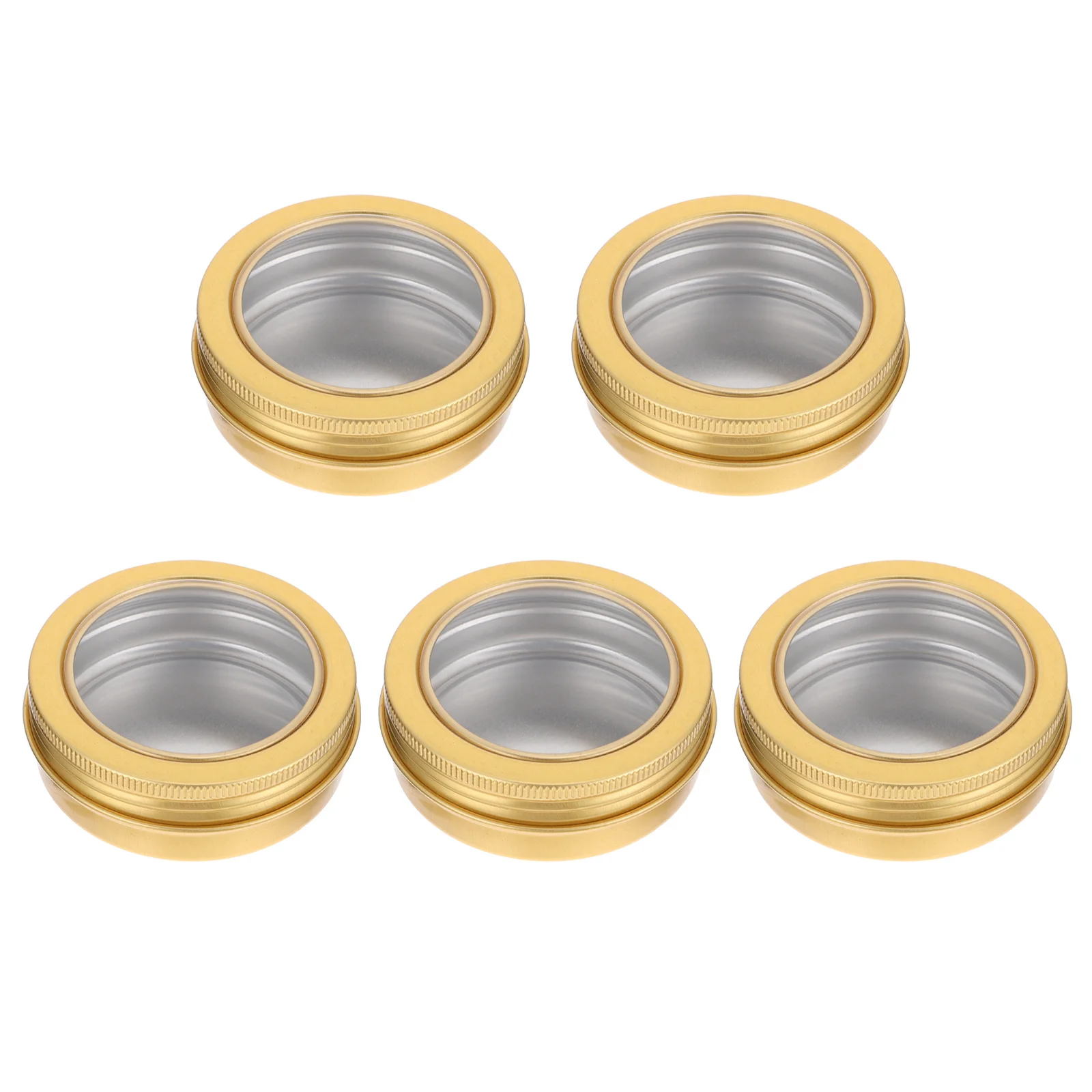 

5Pcs Jars Aluminum Containers Xmas DIY Storage Boxes Clear Window Design for Wax Tea Makeup Cream Ointment