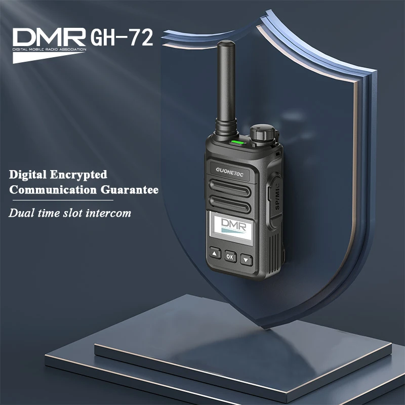 GUOHETEC GH-72 Tiny Walkie Talkie DMR Dual Time Slot VHF UHF Screen Keyboard TWO WAY RADIO 1024 Channels Wireless Communication