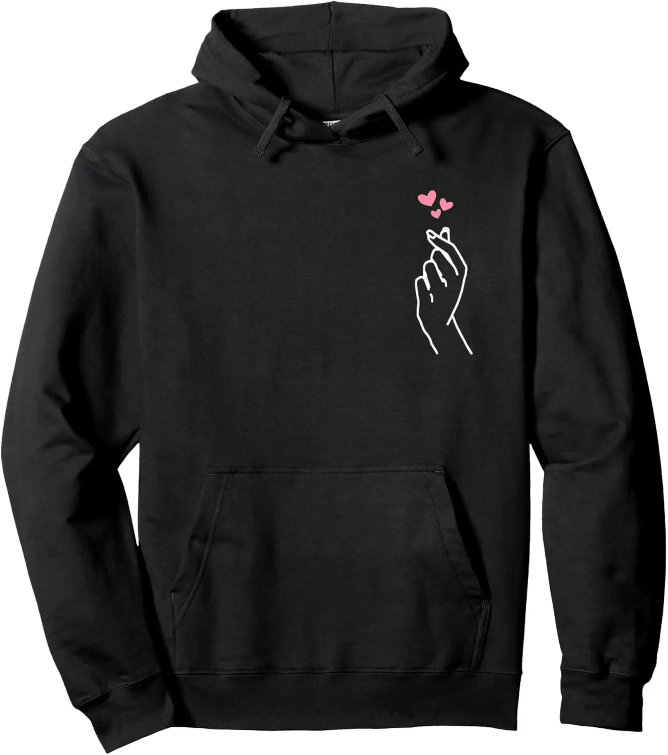 Korean Finger Heart Kpop Merch K-pop Merchandise Kdrama Pullover Print on Demand Hoodies Kawaii Clothes Women Men Clothing
