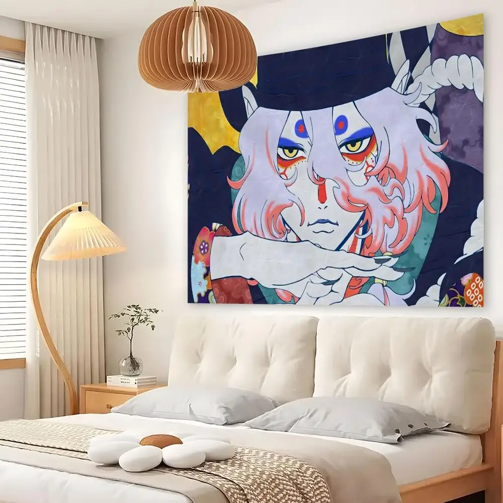 M-Mononoke K-Kusuriuri Anime Tapestry Custom Living Bedroom Party Dormitory Interior Wall Bohemian Decoration Attached Clip