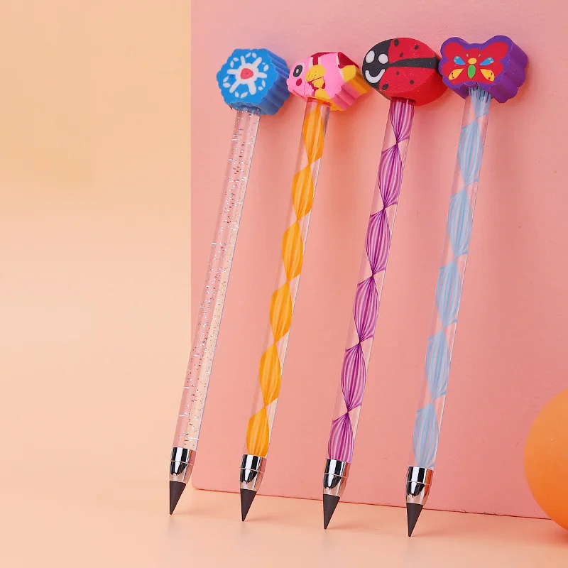 New 2B Endless Pencil for Drawing Eternal Pencil with Cute Decoration Kawaii Stationery Korean School Supplies