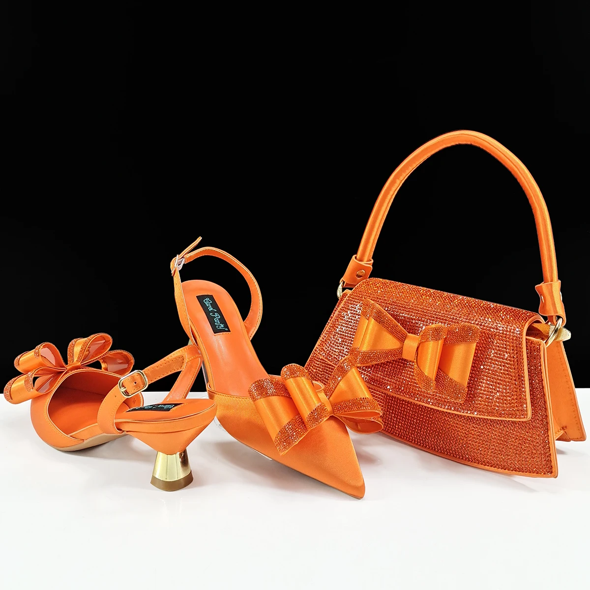 

doershow New Italian Shoe and Bag Set New 2025 Women Shoes and Bag Set In Italy orange Italian Shoes with Matching Bag HVB1-1