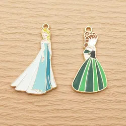 10pcs Skirt Girl Charm for Jewelry Making Enamel Pendant Bracelet Necklace Accessories Diy Supplies Zinc Alloy Gold Plated