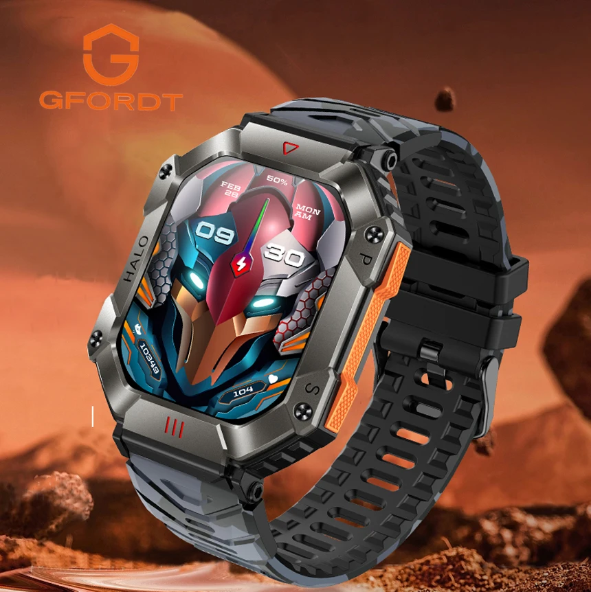 

GFORDT Smart Watch Men Bluetooth Call GPS Activity Tracker Compass Heart Rate IP67 Waterproof Outdoor Military Man Smartwatch