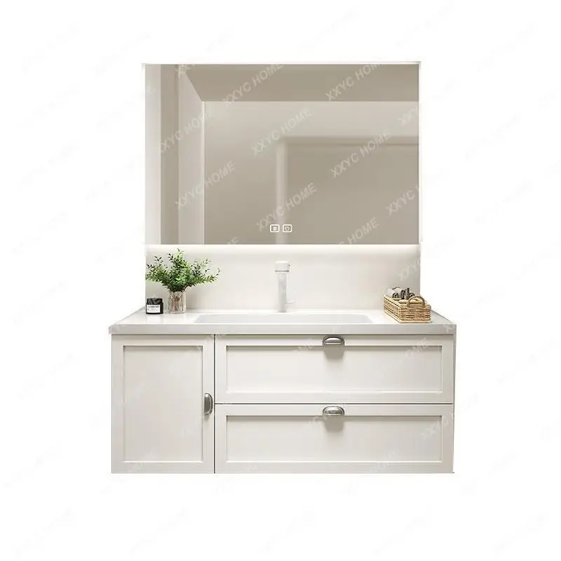 Light Luxury Cream Style Bathroom Cabinet Combination Ceramic Whole Washbin Washbasin Bathroom Table