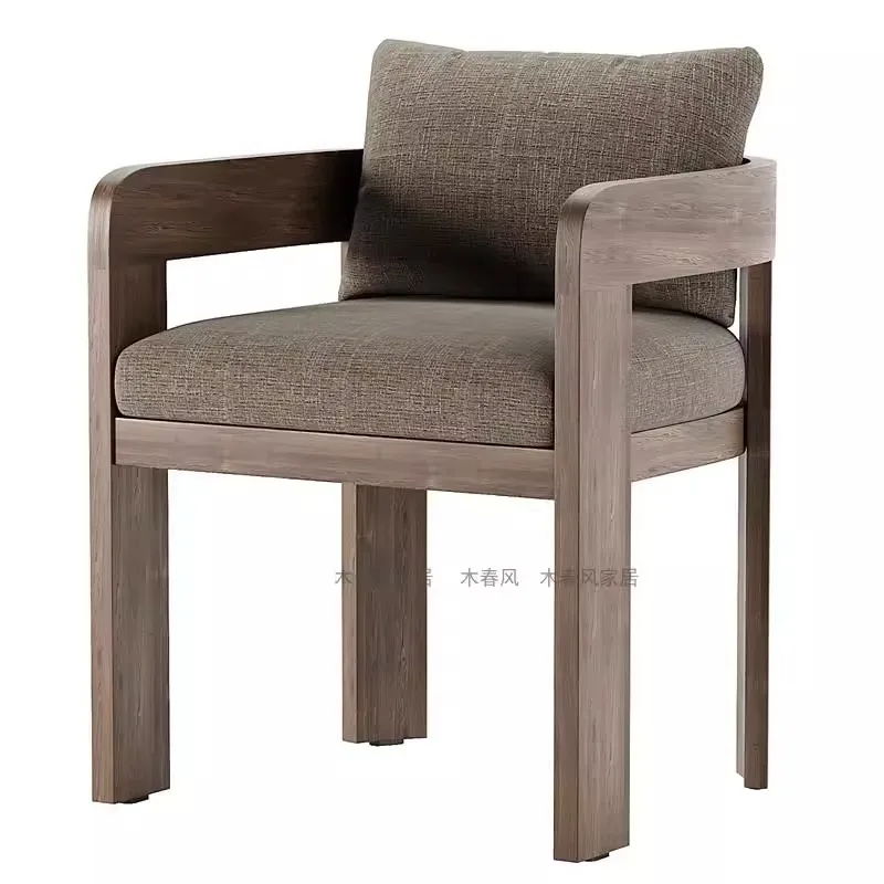 

Nordic dining chair ash wood villa B & B hotel cafe leisure high-end villa soft bag solid wood dining