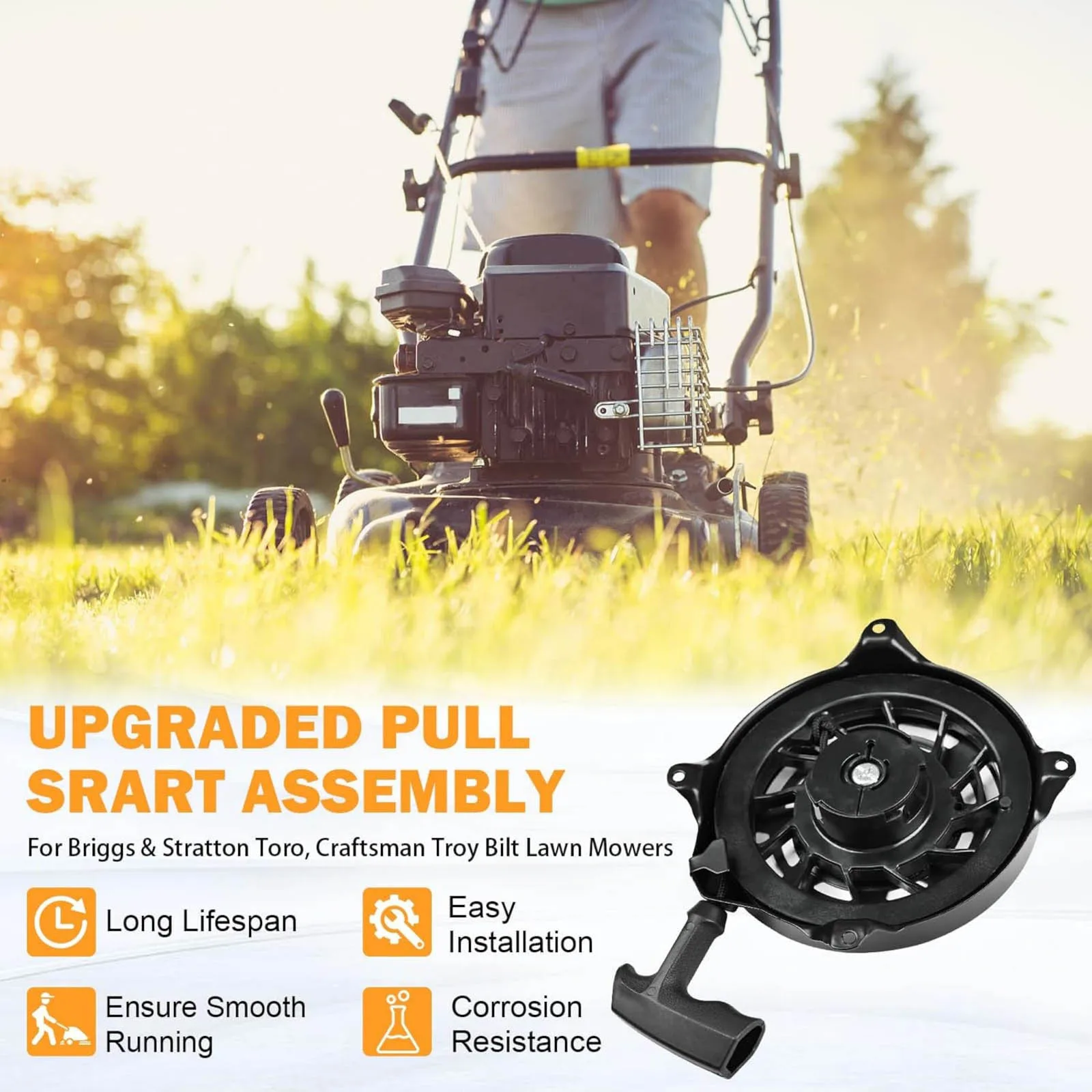 

Стартер ручной запуски (ременной привод) для Briggs & Stratton 497830 497680, стартер для газонокосилок Toro Craftsman MTD, комплект из 4 болтов