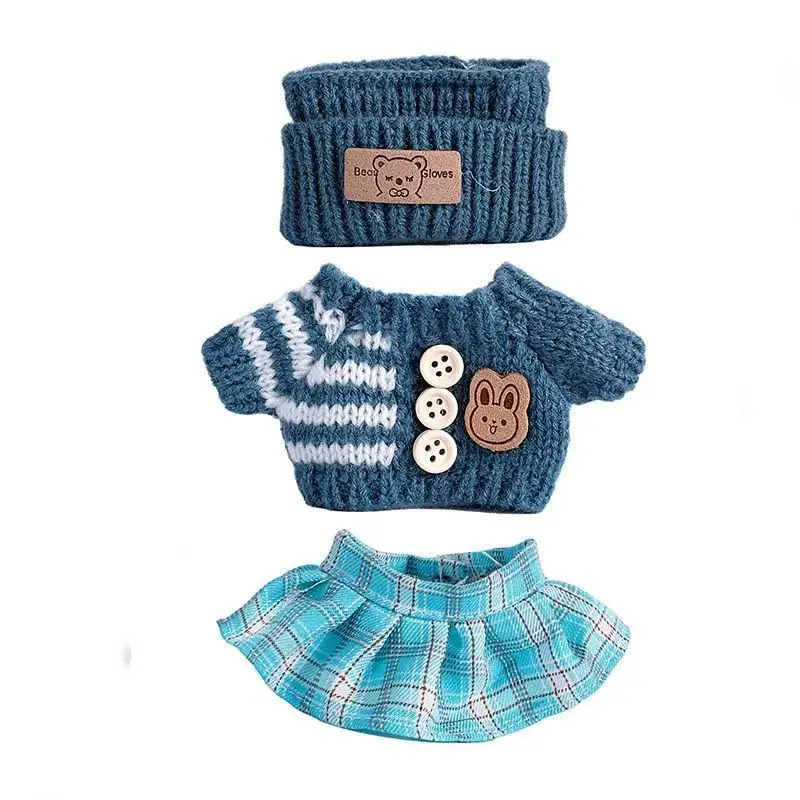 Für 15-17 cm Labubu Kleidung Outfit Labubu Sitting Party Bär Label Schal Hut Puppen Zubehör Niedliche Dekoration