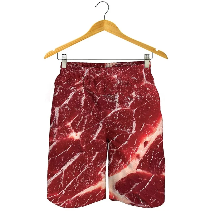 Funny Meat Graphic Beach Shorts For Men Summer Casual Board Ice Shorts 3d Print Loose Plus Size Trunk Short Pants Streetwear